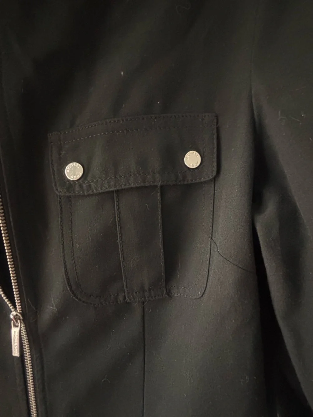 Michael Kors Black Zip-Front Midi Shirt Dress